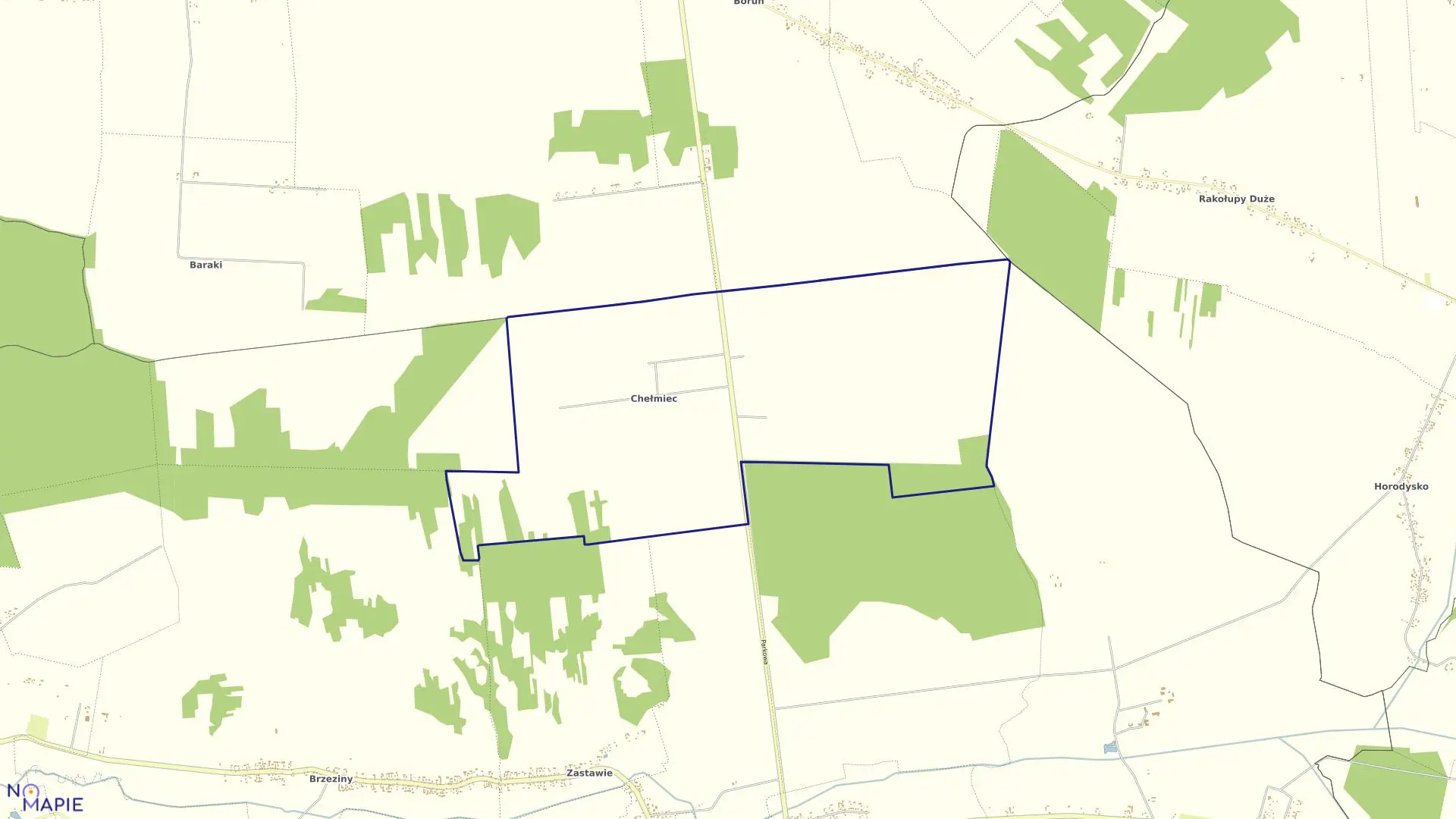 Mapa obrębu Chełmiec w gminie Kraśniczyn