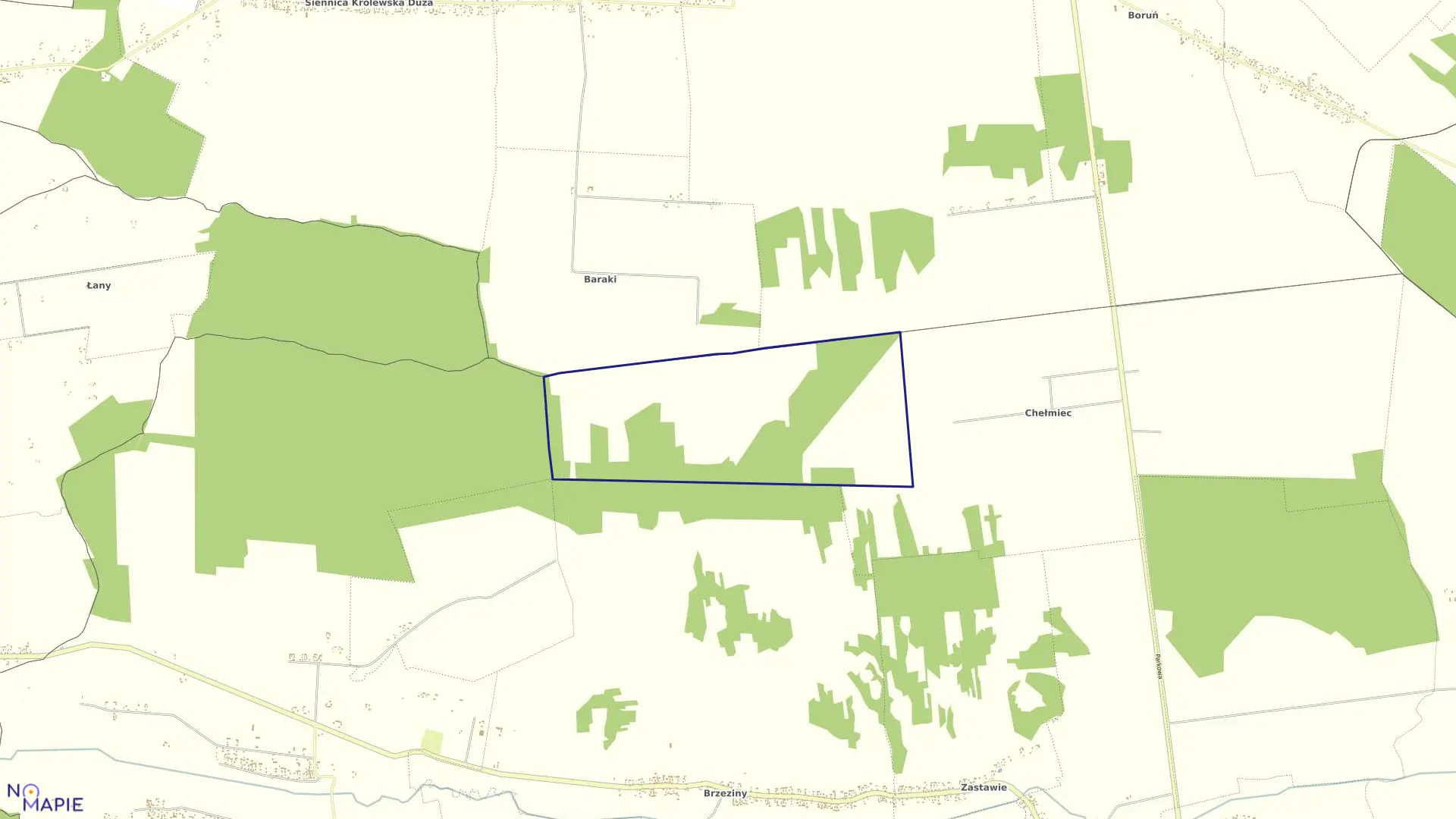 Mapa obrębu Pniaki w gminie Kraśniczyn